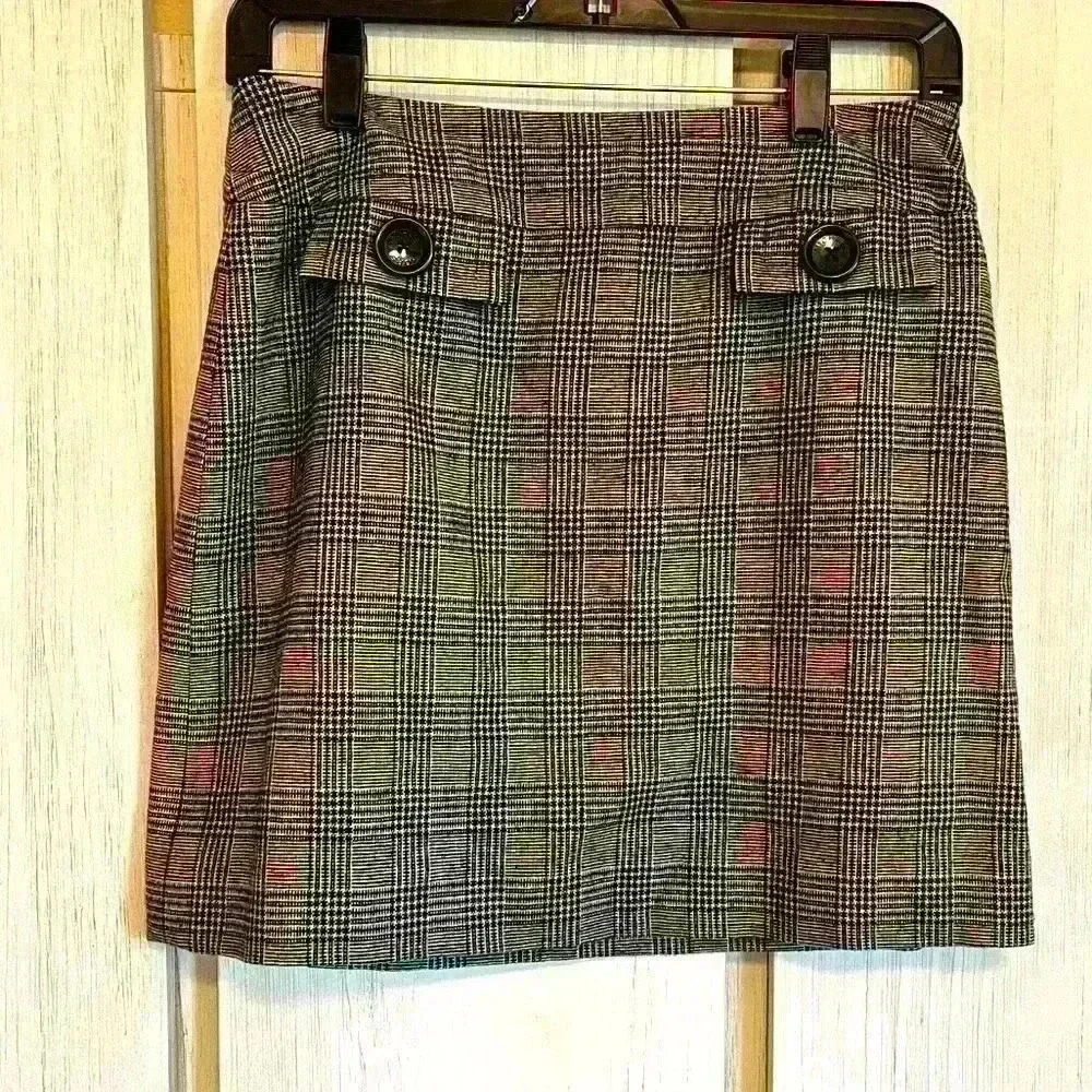 Michael Michael‎ Kors Skirt Women's 2 Gray Plaid Check Mini Career Office Wear